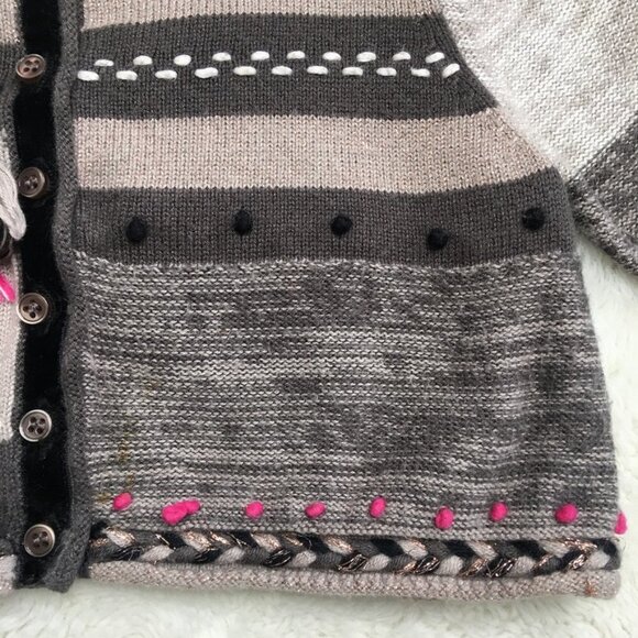 Catimini Toddler Girl Gray Brown Knit Bolero Cardigan Sweater Size 3 Years - Picture 6 of 12